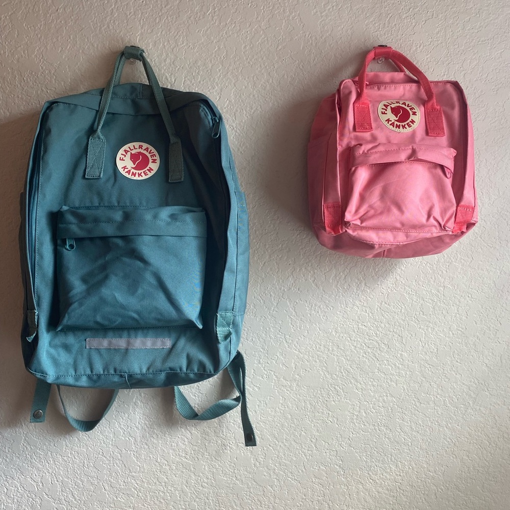 Two Fjallraven Kanken bags